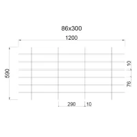 Грильято Жалюзи ячейка 300x86 мм, белый матовый, высота 30 / 50 мм, ширина 10 мм
