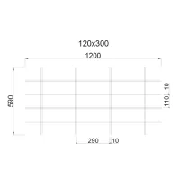 Грильято Жалюзи ячейка 300x120 мм, металлик, высота 30 / 50 мм, ширина 10 мм