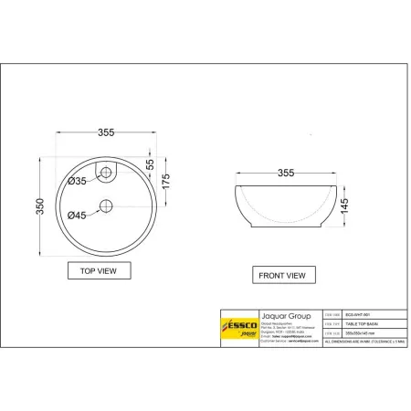 Раковина Essco Elements ECS-WHT-901 Белая
