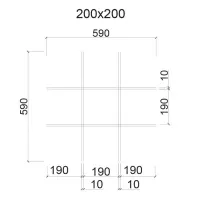 Грильято ячейка 200x200, высота 50 мм, ширина 10 мм, супер-хром