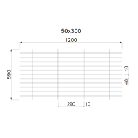 Грильято Жалюзи ячейка 300x50 мм, белый матовый, высота 30 / 50 мм, ширина 10 мм